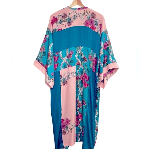 Sandro Ting Printed Floral Botanical Silk and Viscose Kimono Patchwork Jacket - Picture 6 of 9